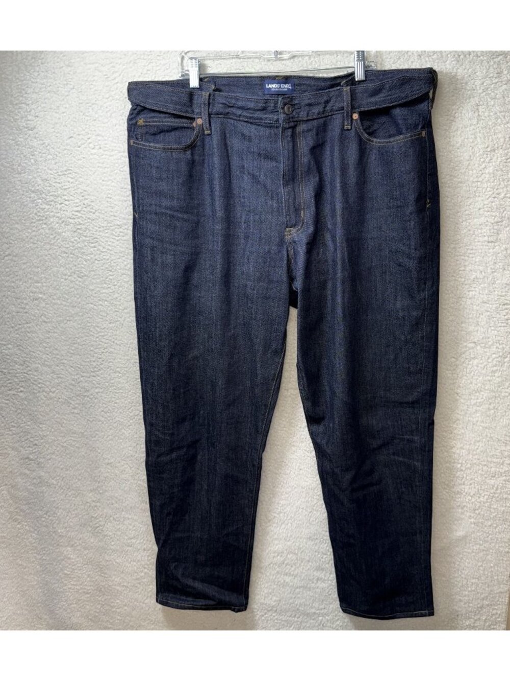 Lands End Mens Square Rigger Dark Wash Straight-Leg Denim Jeans Size 44 x 32.5